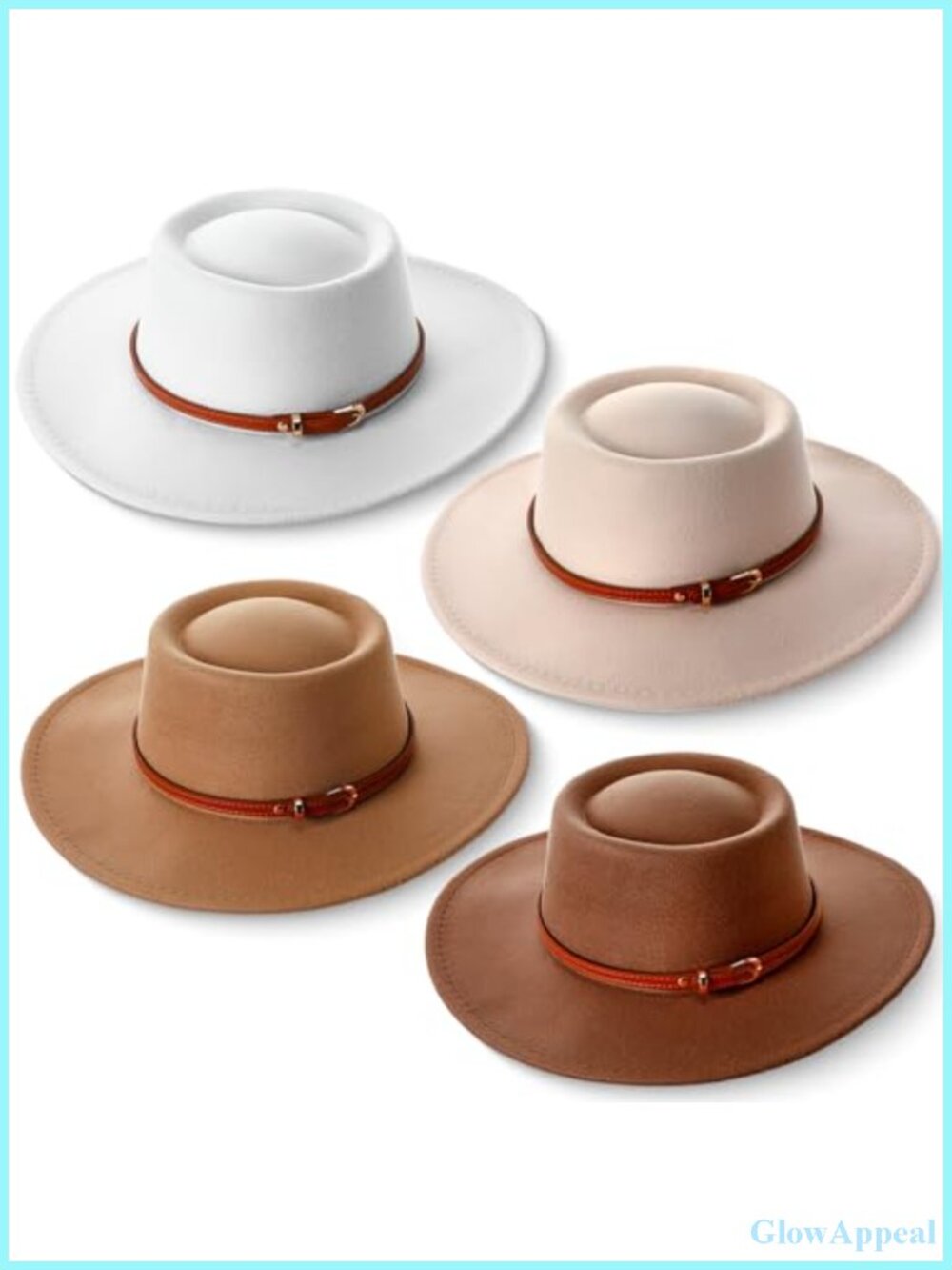 Wide Brim Felt Sun Hat with Belt Buckle Vintage Wool Blend Cowgirl Hat